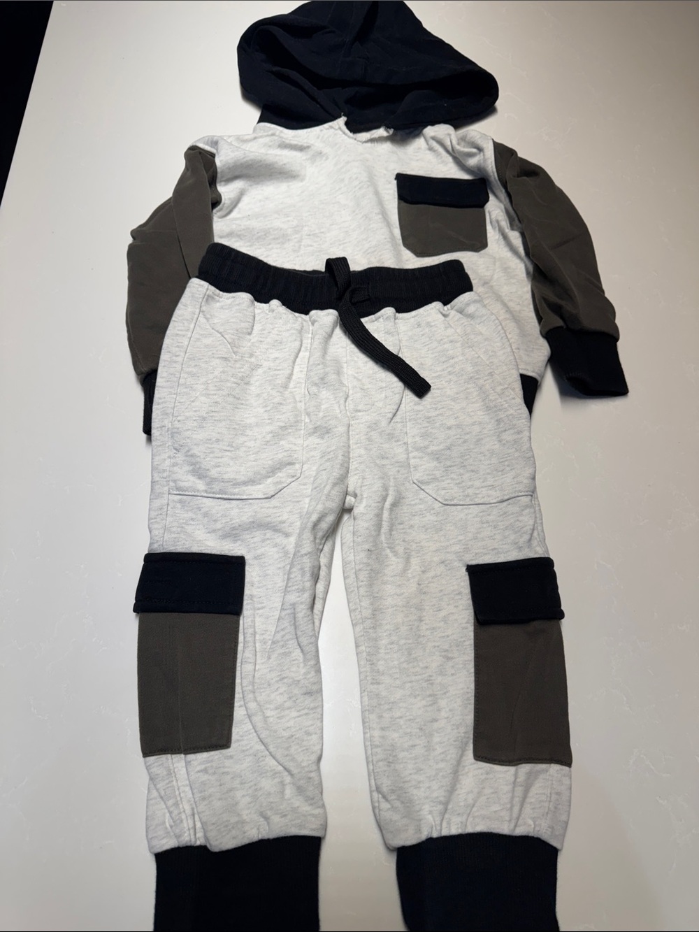 Little Bipsy Grey, Black & Olive Cargo Joggers